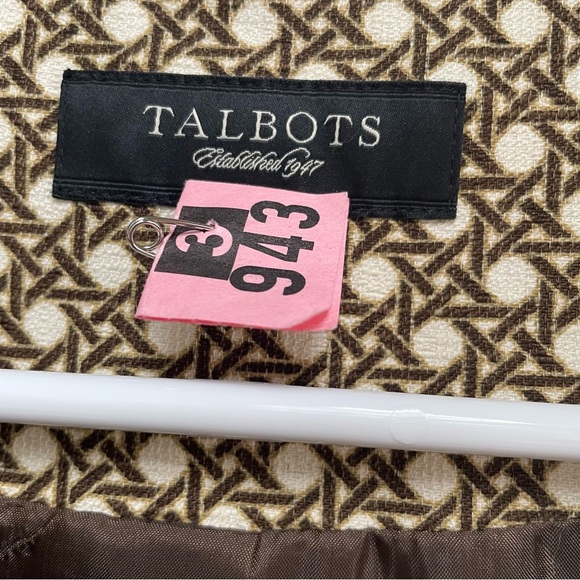 Talbots Rattan Cane Print 100% Cotton Fully Lined Button Up Jacket Office Work - Picture 4 of 12